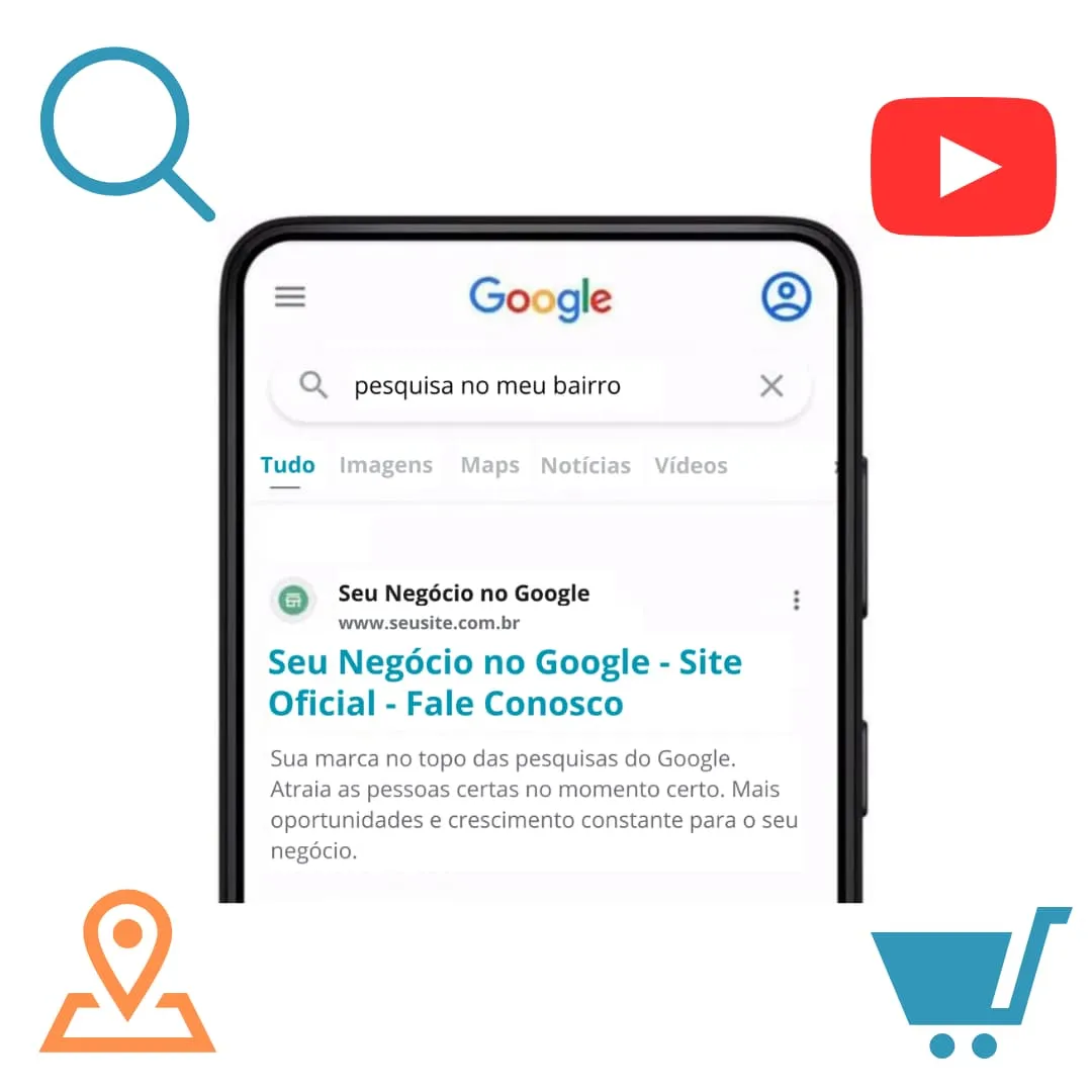 Imagem de um celular mostrando o resultado de uma pesquisa no google.